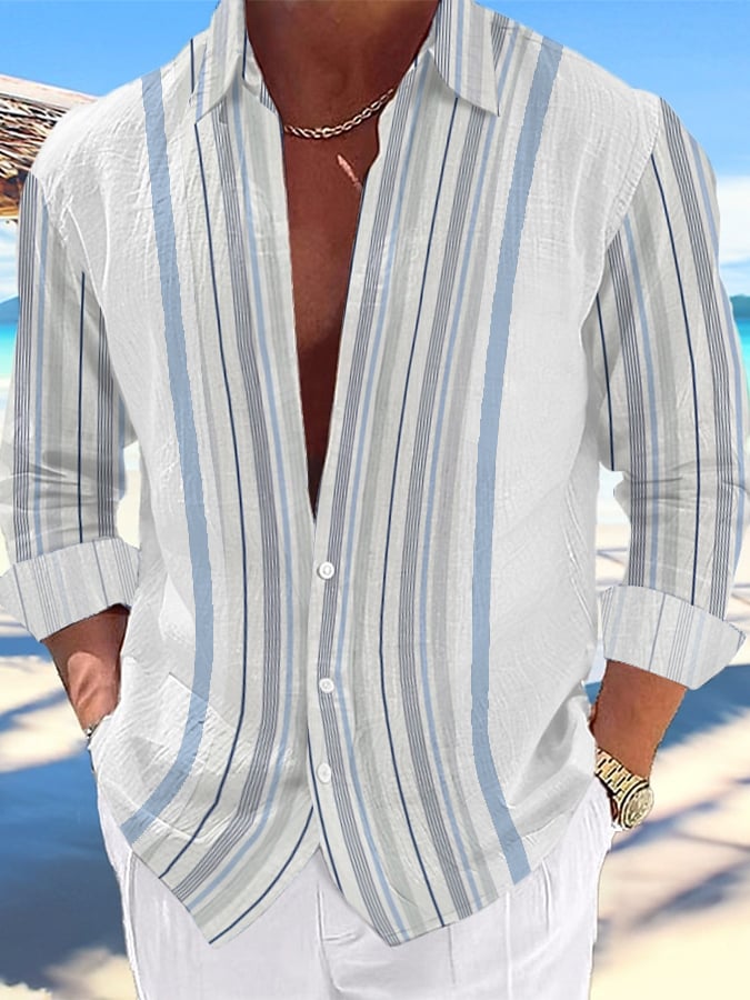 Camisa casual Hawaiian estampado Lapel para hombre