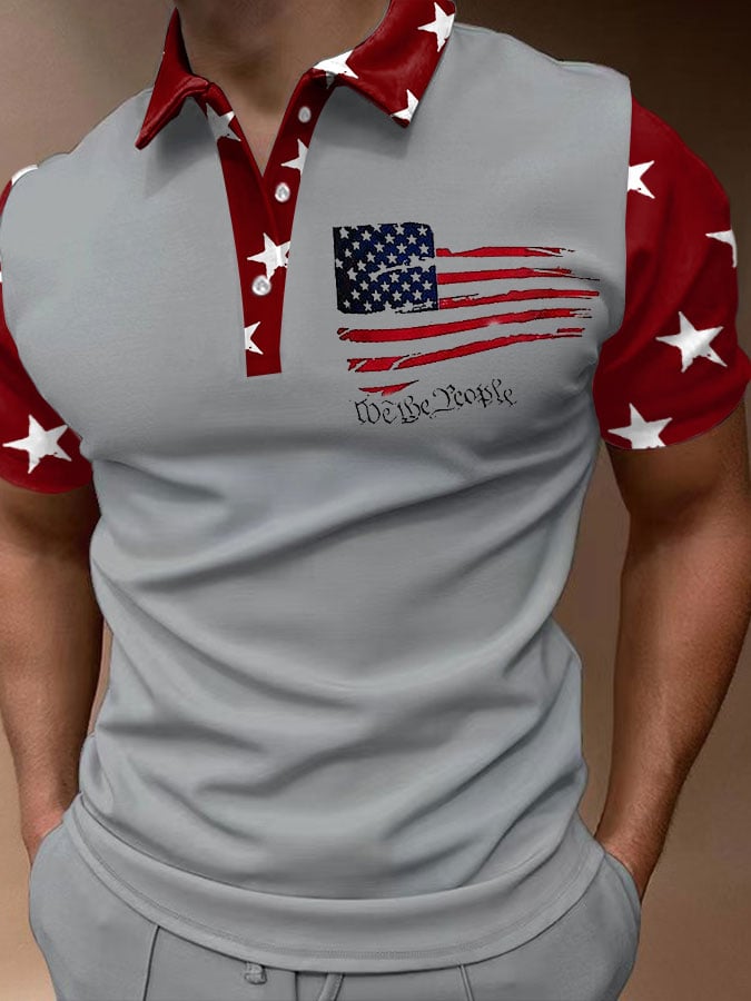 Camisa polo Flag estampado para hombre