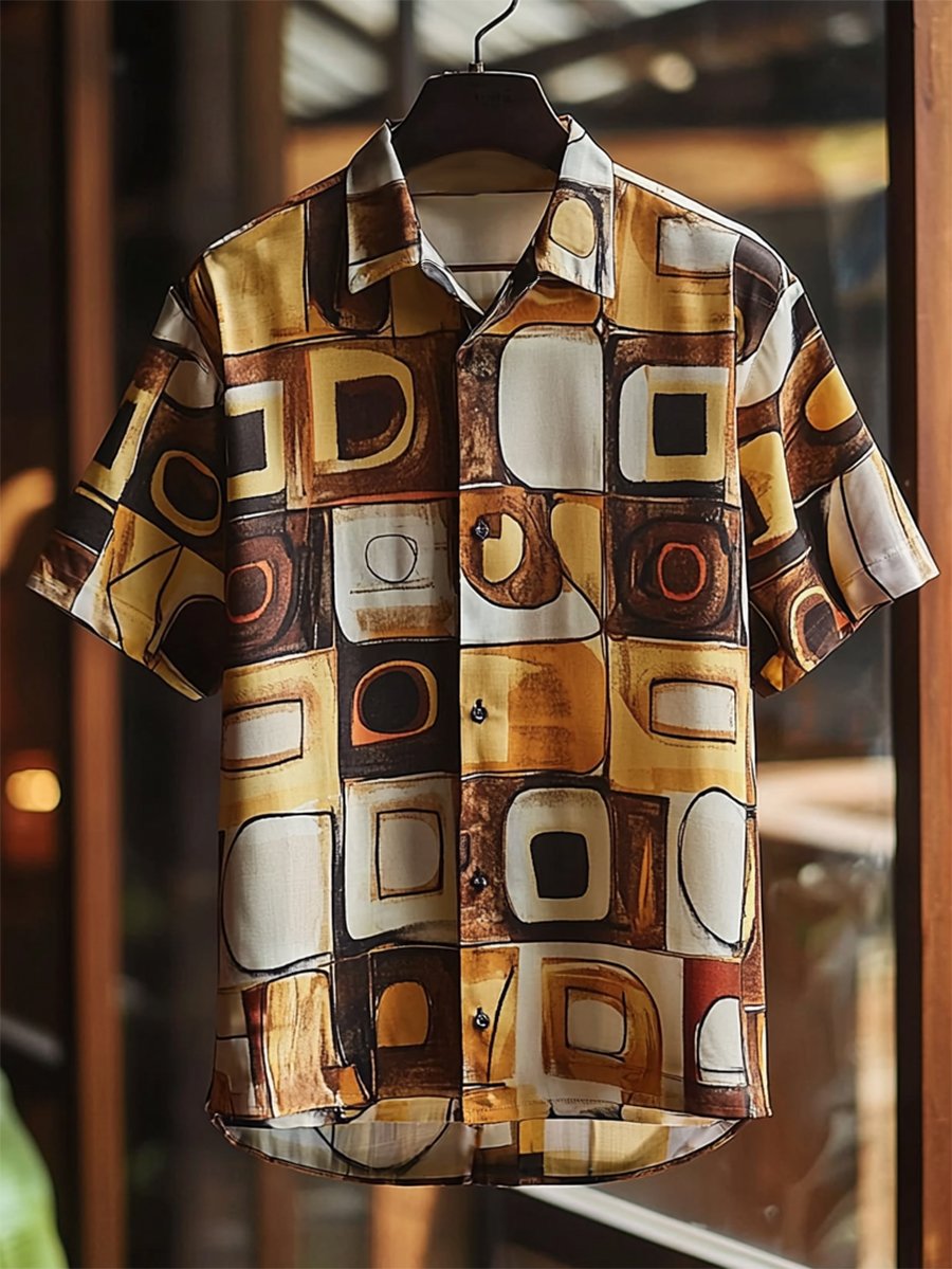 Camisa satén Luxe de manga corta con botones para hombre