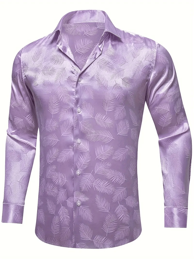 Camisa seda ejecutivo de lujo Design estampado de manga larga para hombre