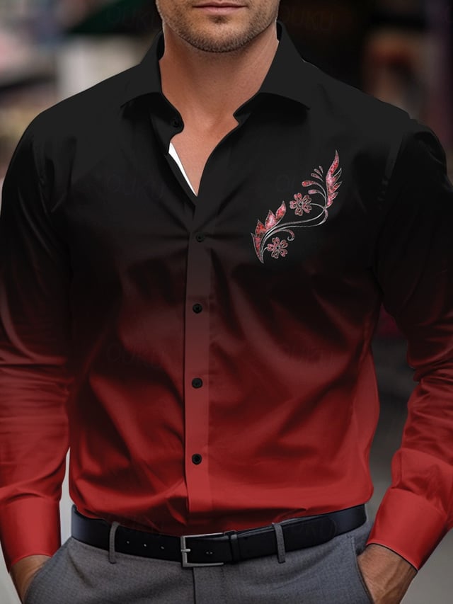 Camisa Street Style ejecutivo a rayas estampado de manga larga para hombre
