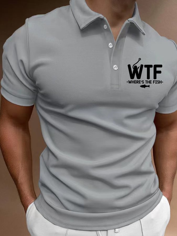 Camisa polo WTF - Where's The Fish estampado Contrast casual para hombre