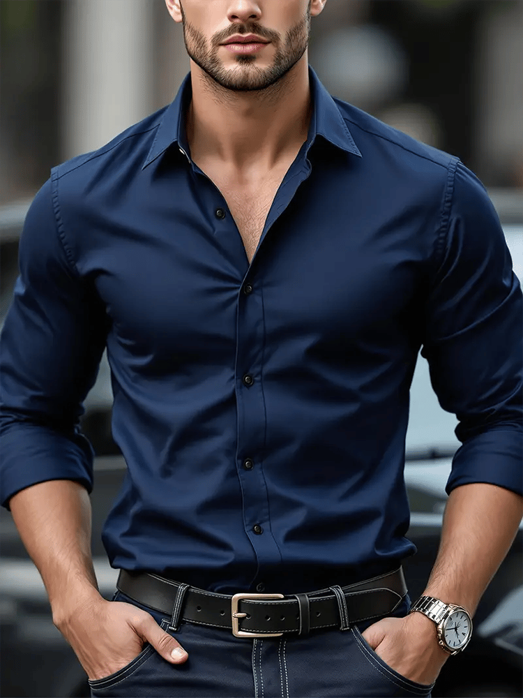 Camisa Street Style ejecutivo casual estampado de manga larga para hombre