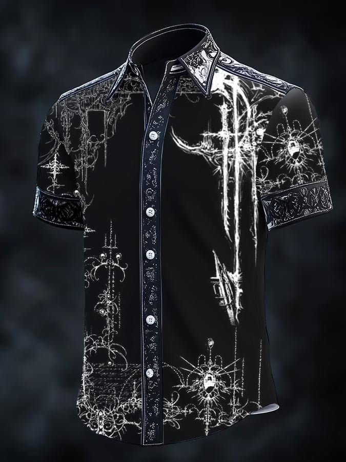 Camisa retro Gothic Dark para hombre