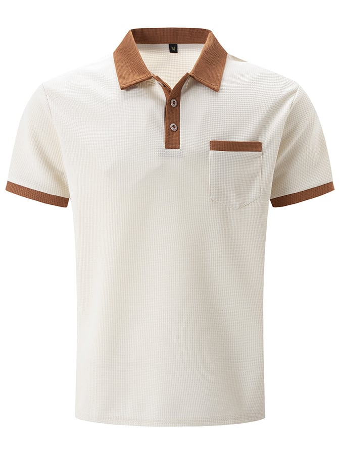 Camisa polo Waffle Fabric de moda casual (With bolsillos) para hombre