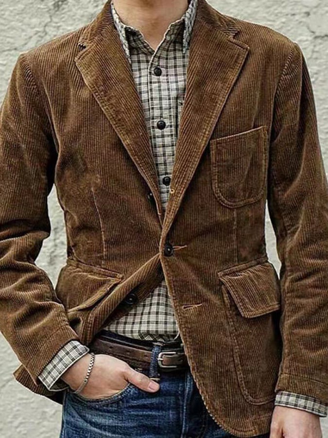 Chaqueta vintage Single Breasted bolsillo Gentleman's ejecutivo Suit para hombre