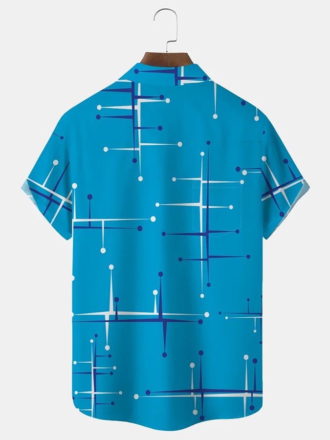 Camisa de moda casual Geometric estampado de manga corta