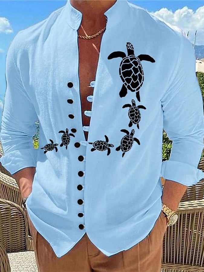 Camisa Hawaiian Turtle estampado casual Resort para hombre