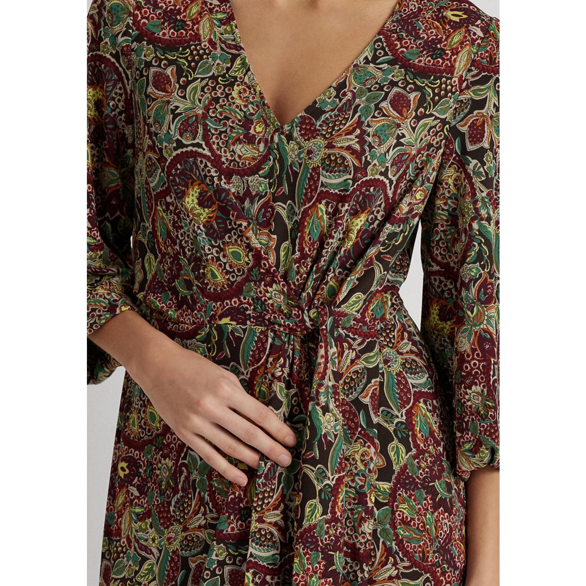 Floral Jersey Tie Front Midi Dress - 3
