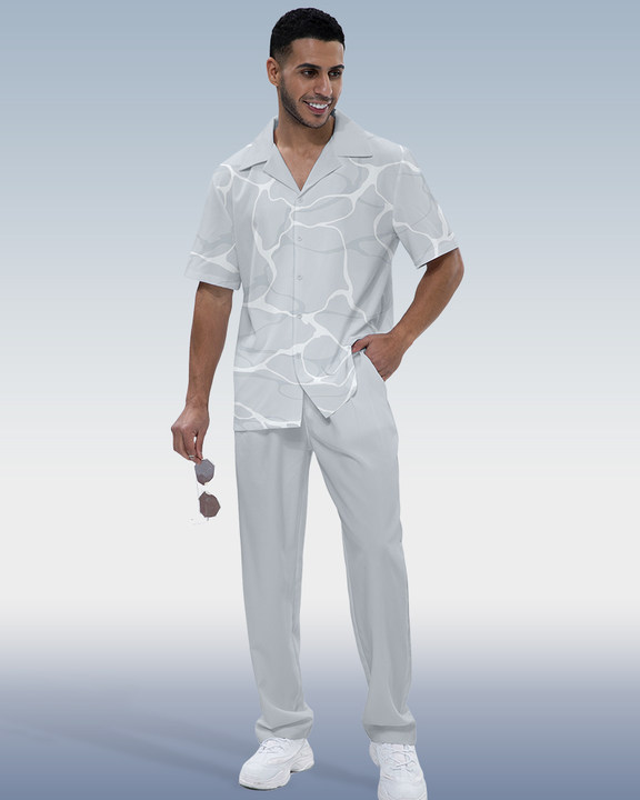 Camisa Rianmond Ombre estampado de manga corta Walking Set 377 para hombre