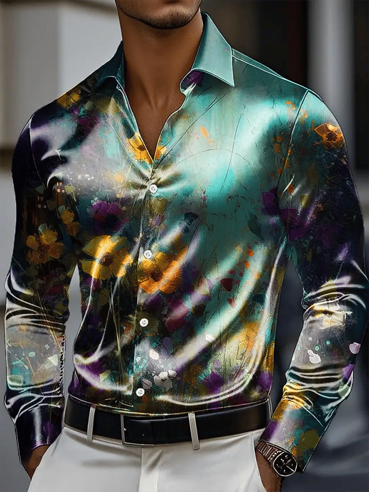 Camisa vintage de manga larga para hombre