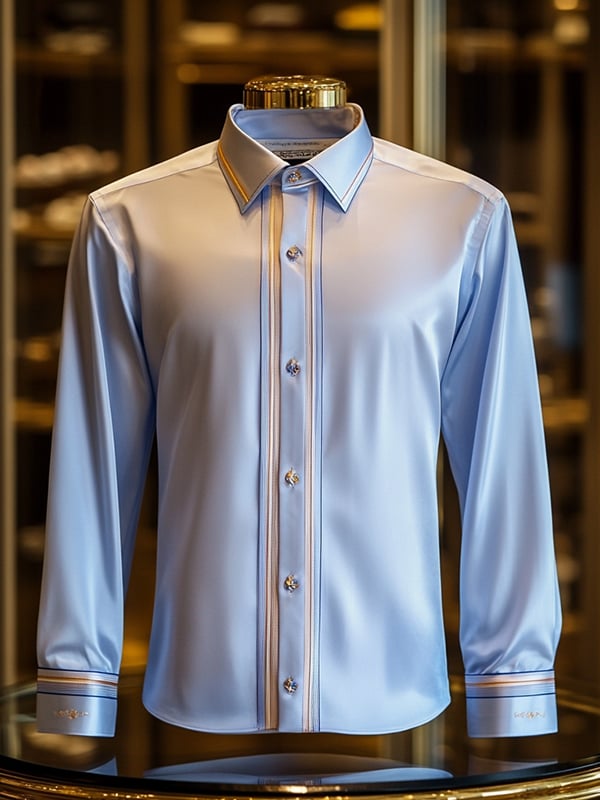 Camisa seda de lujo ejecutivo de manga larga para hombre
