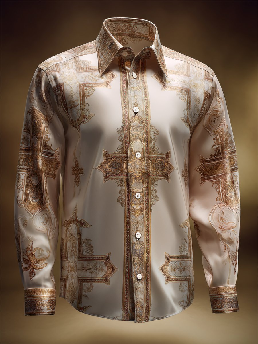 Camisa Luxe satén de manga larga para hombre