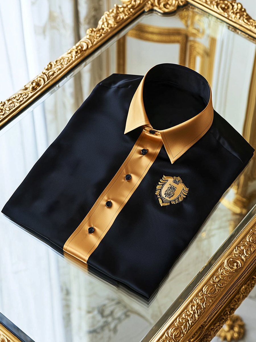 Camisa satén de lujo ejecutivo de manga larga para hombre