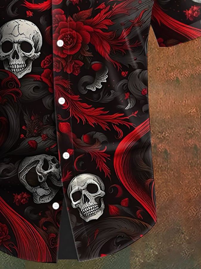Camisa Skull estampado casual para hombre