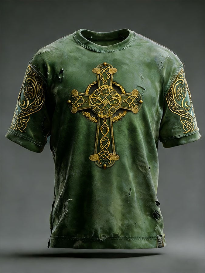 Camiseta vintage St. Patrick's Day estampado de manga corta para hombre