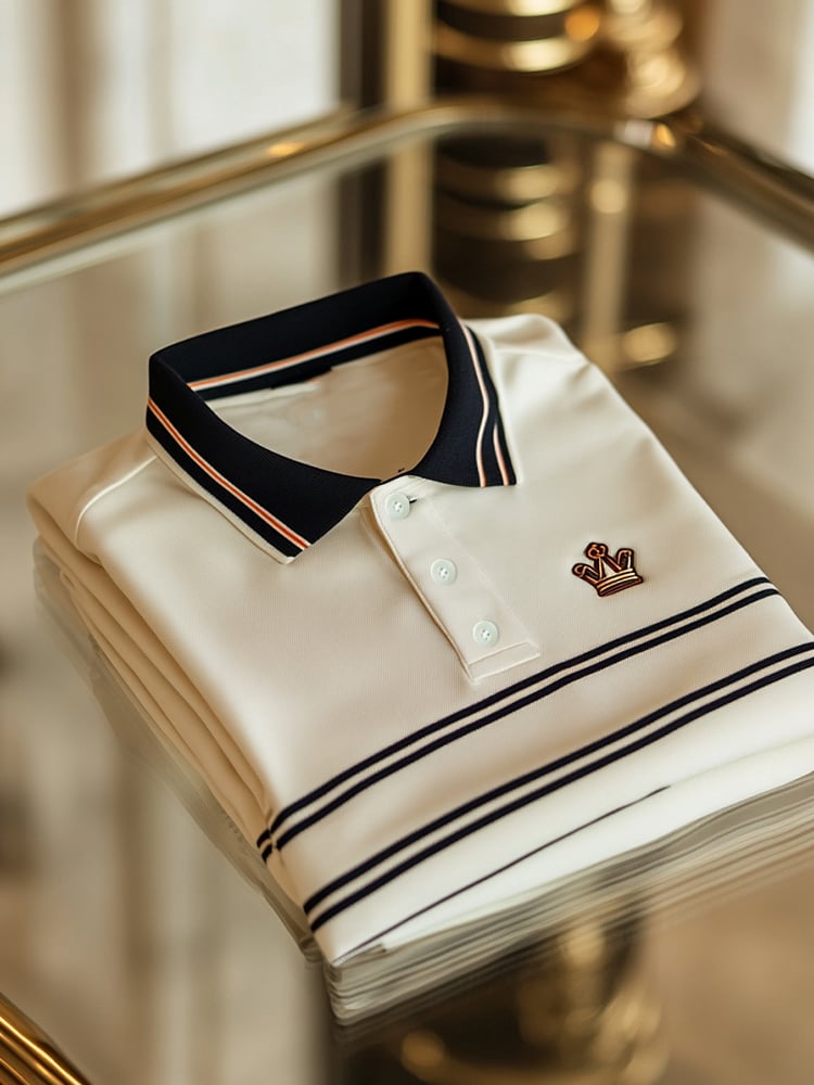 Camisa polo ejecutivo casual a rayas Button de manga corta para hombre