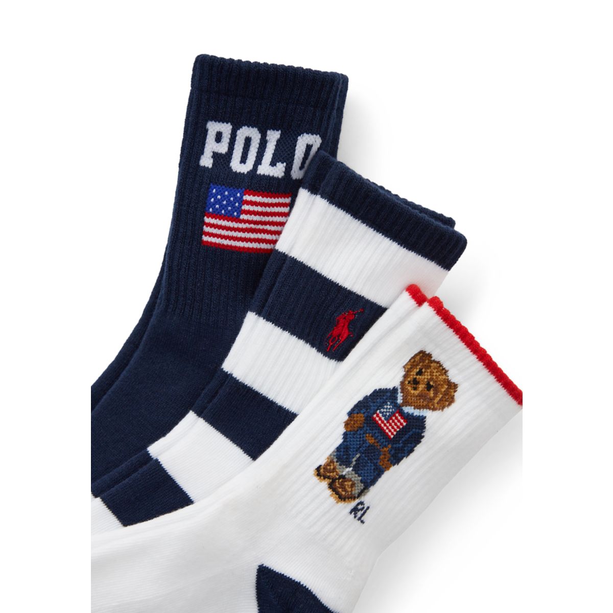 Boys 4-7 Americana Bear Socks - 3-Pack - 2