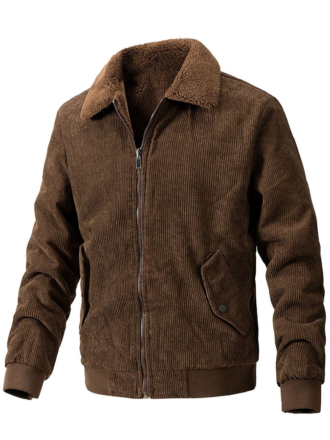 Chaqueta holgado casual solapa Plush para hombre