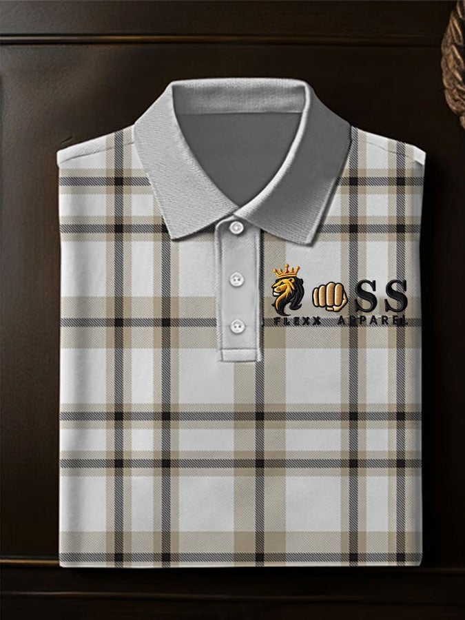 Camisa polo elegantee ejecutivo Style Letter Check casual para hombre