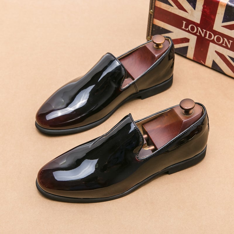 Zapatos de moda degradado Color casual Shiny cuero para hombre