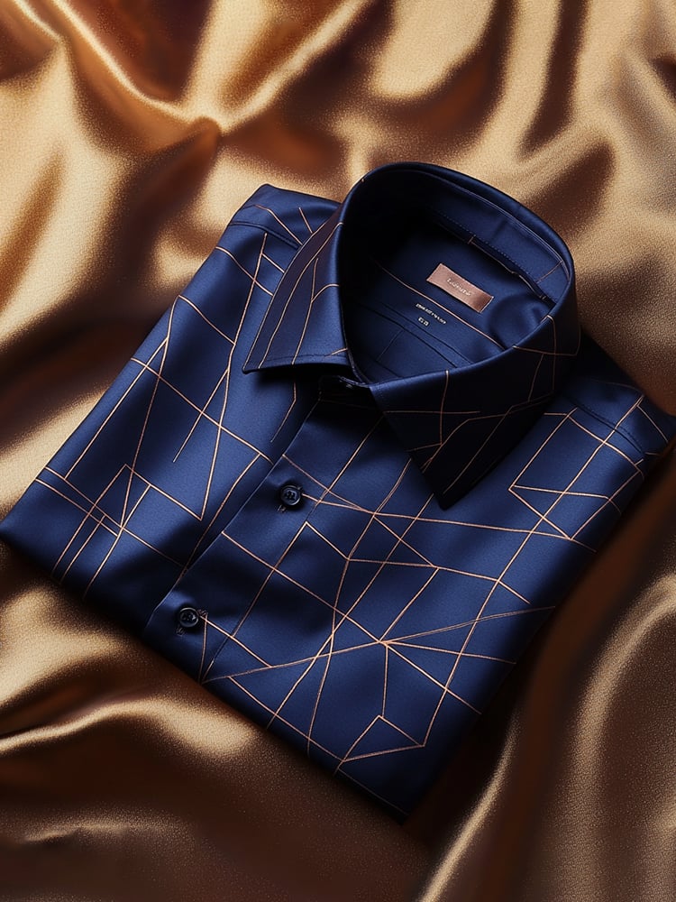 Camisa satén Luxe estampado de manga corta Button para hombre