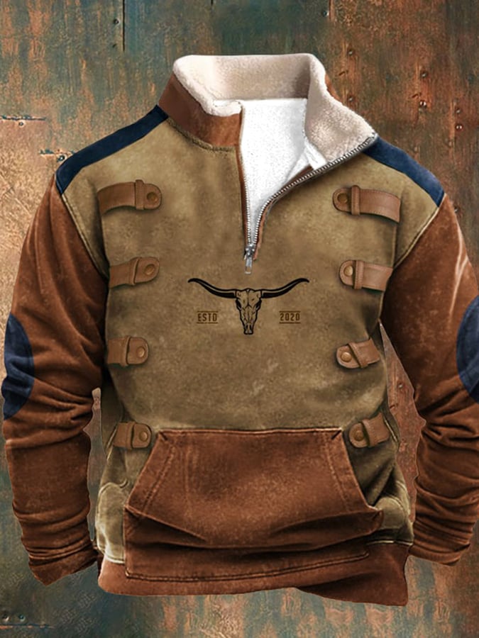 Sudadera casual cierre Stand cuello de manga larga estampado