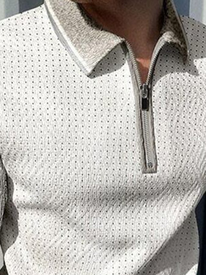 Camisa polo de moda Contrast Color Half Zip de manga larga para hombre