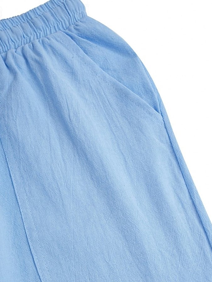 Pantalón retro de color sólido Design Elastic Waist Lace-Up casual para hombre