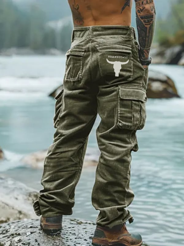 Vintage tejido para exterior Multi-bolsillo Overalls para hombre