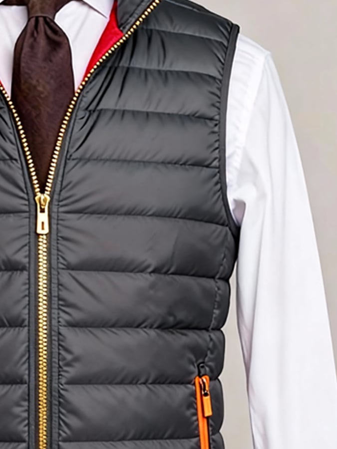 Chaqueta casual Light ejecutivo Quilted de algodón Faux Two-Piece Suit para hombre