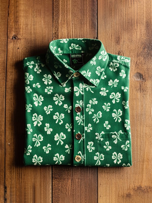 Camisa Party St. Patrick's Day casual de manga larga para hombre