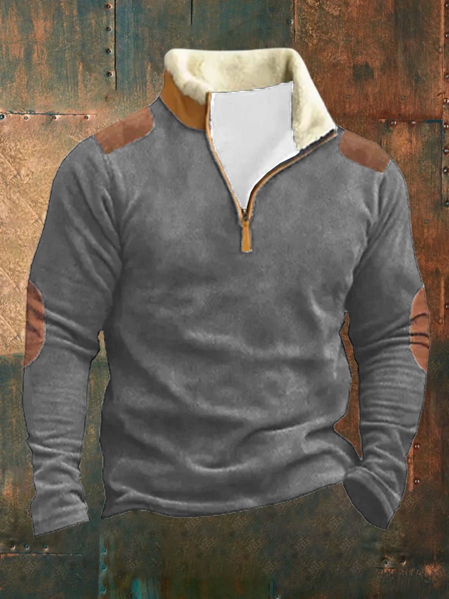 Sudadera casual solapa de manga larga para hombre