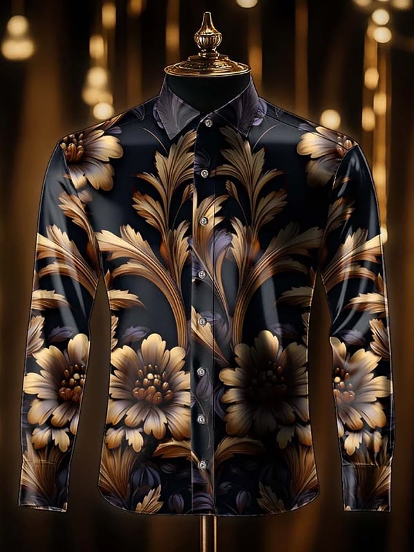 Camisa rayas estampado ejecutivo de manga larga para hombre