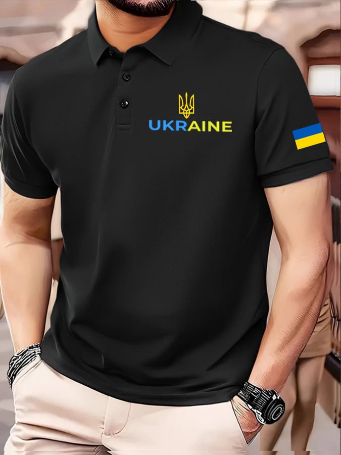 Camisa polo Ukraine Flag estampado para hombre