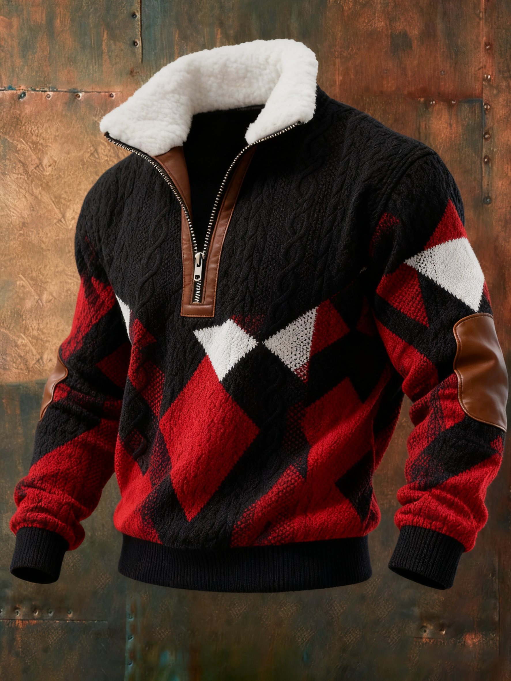 Sudadera Cable texturizado estampado casual para hombre
