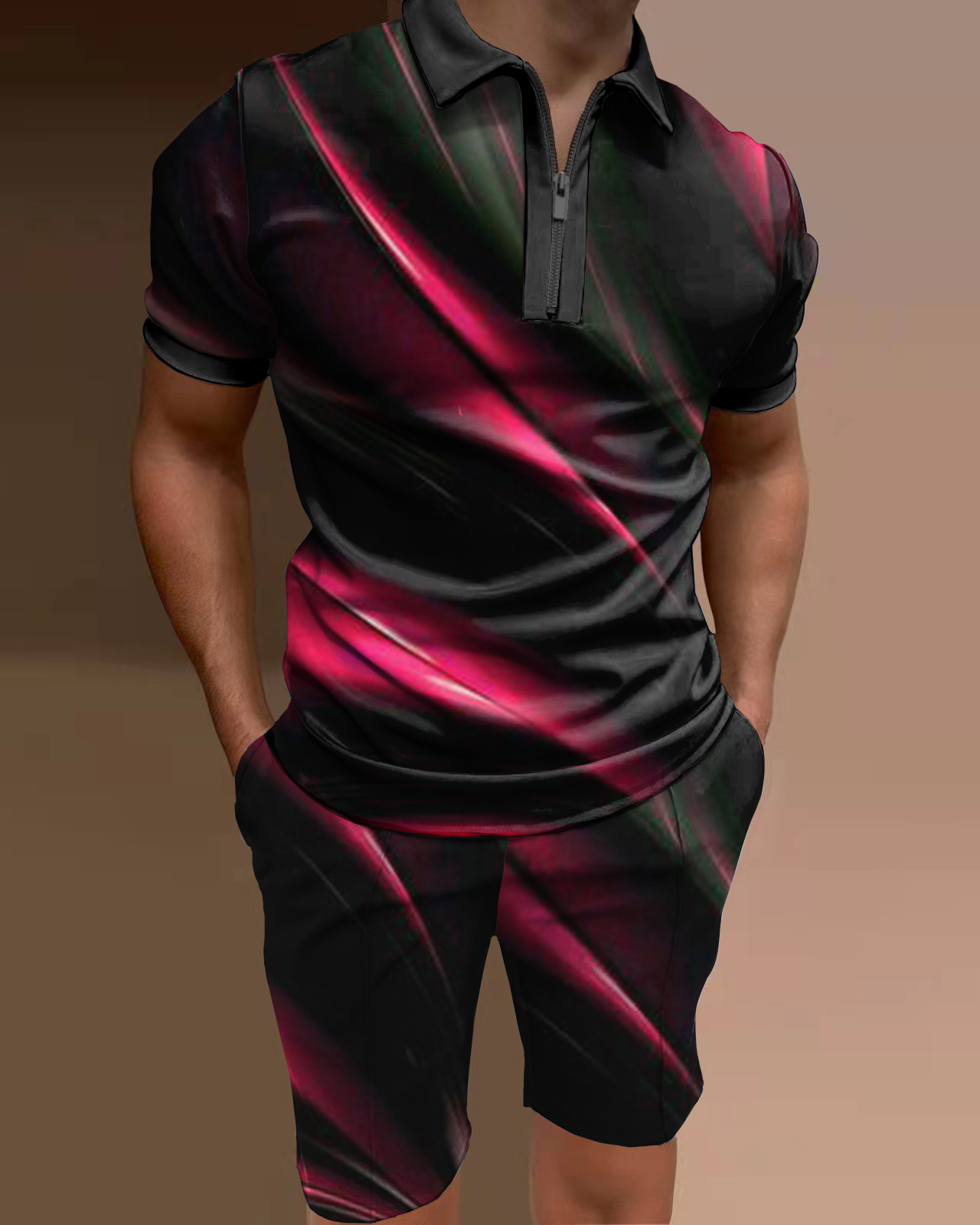 Conjunto de dos piezas camisa polo gradient estampado para hombre