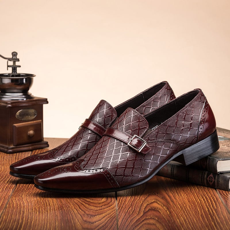 Zapatos de moda Carved Buckle Design ejecutivo cuero para hombre