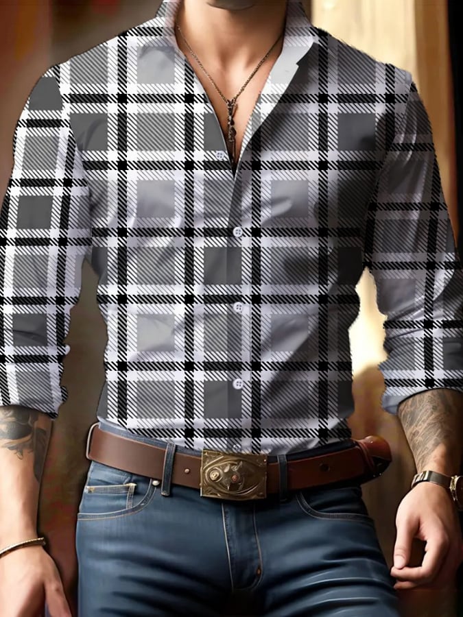 Casual ejecutivo Checkered Princamiseta para hombre