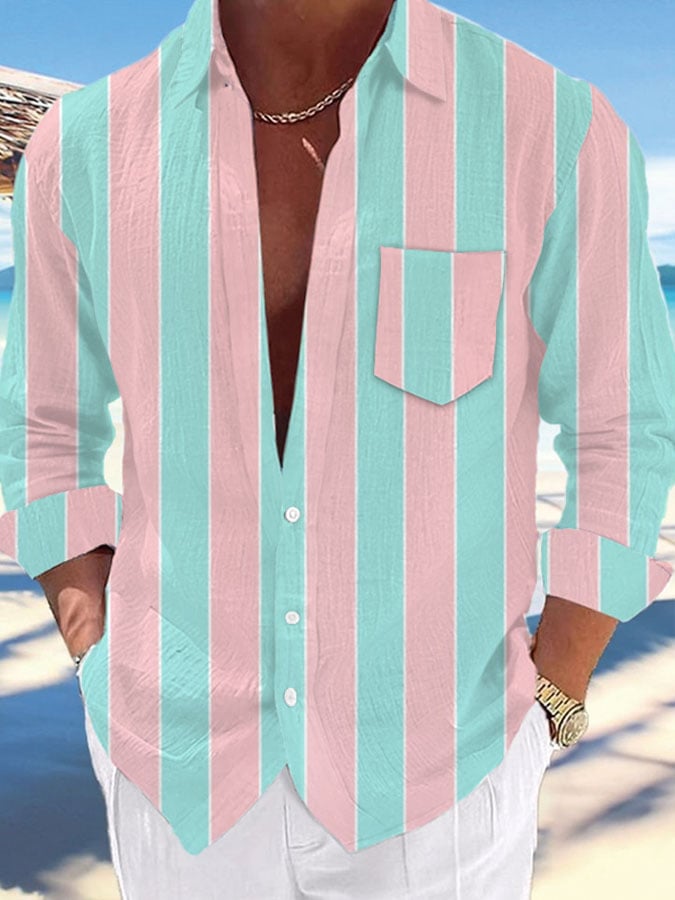 Camisa Pink Abstract Art de manga larga para hombre