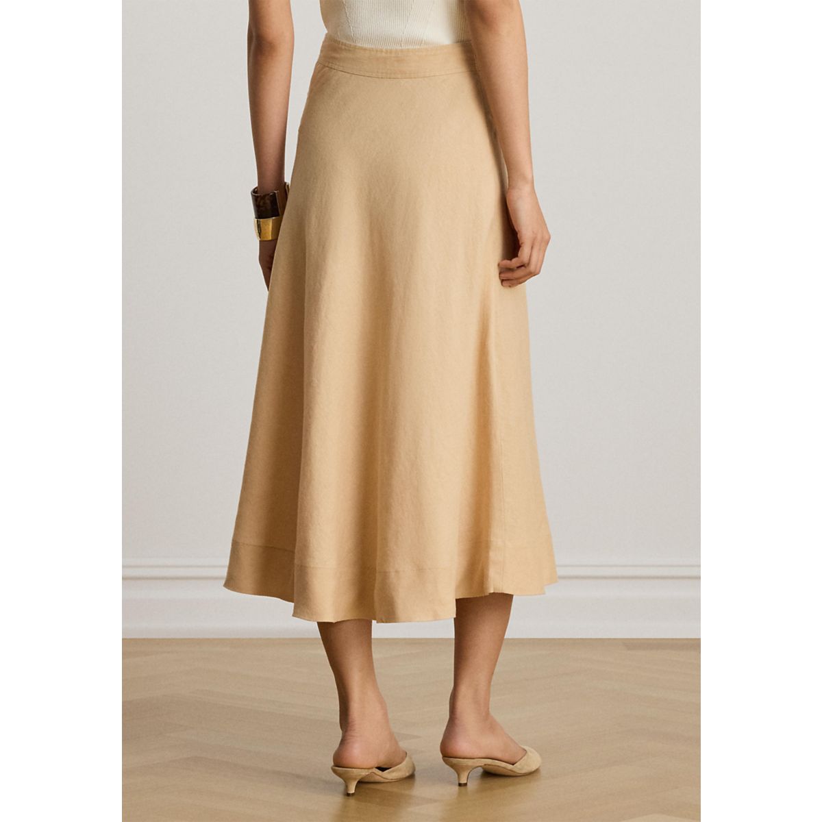Linen A-Line Midi Skirt - 2