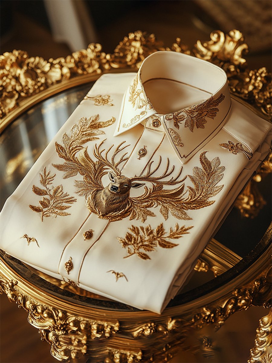 Camisa seda Christmas de lujo ejecutivo de manga larga para hombre