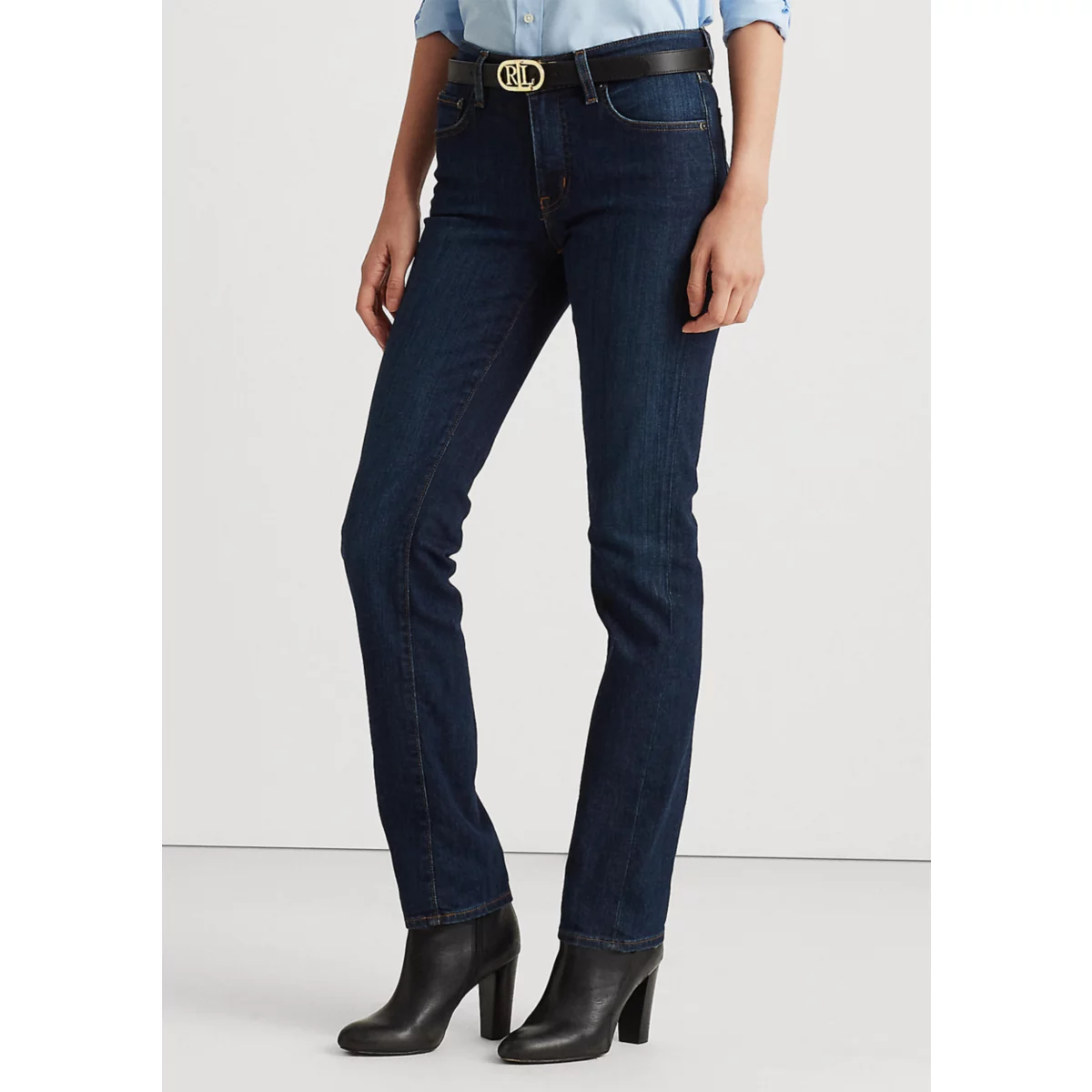 Petite Mid-Rise Straight Jeans - 1