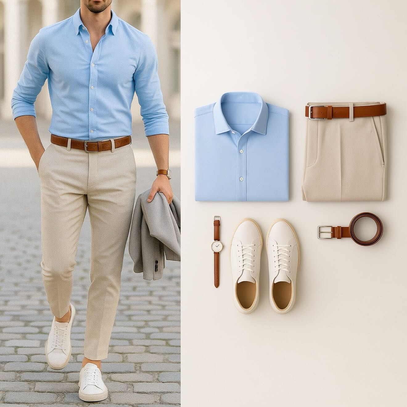 Conjunto de dos piezas ejecutivo Blue casual camisa And Trousers para hombre