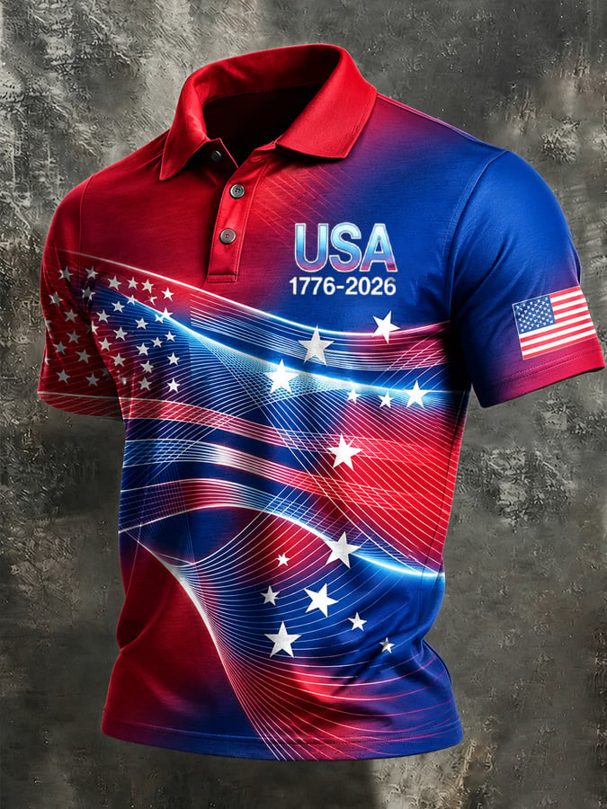 Camisa polo 250th Anniversary estampado casual para hombre
