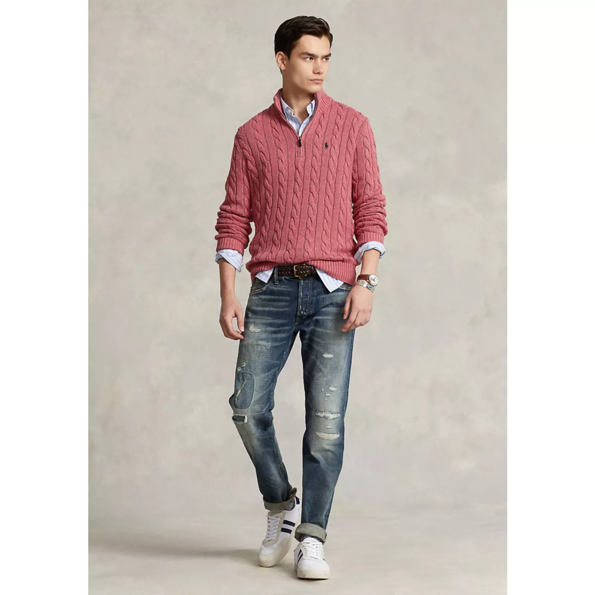 Cable Knit Cotton Sweater - 4