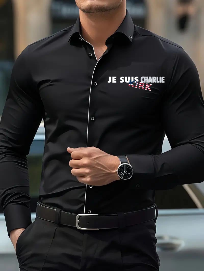Camisa Street Style ejecutivo casual estampado de manga larga para hombre