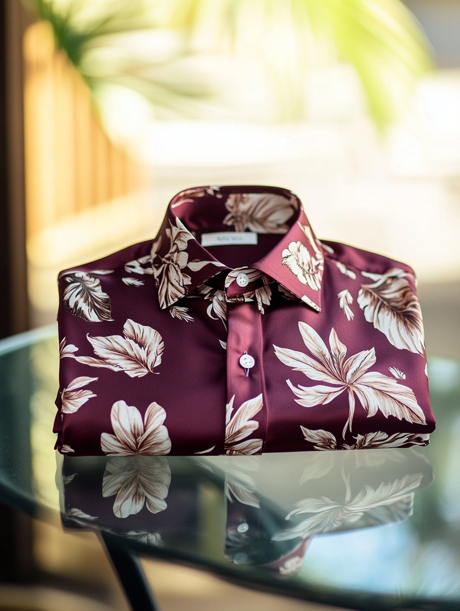 Camisa ejecutivo casual floral solapa de manga corta para hombre
