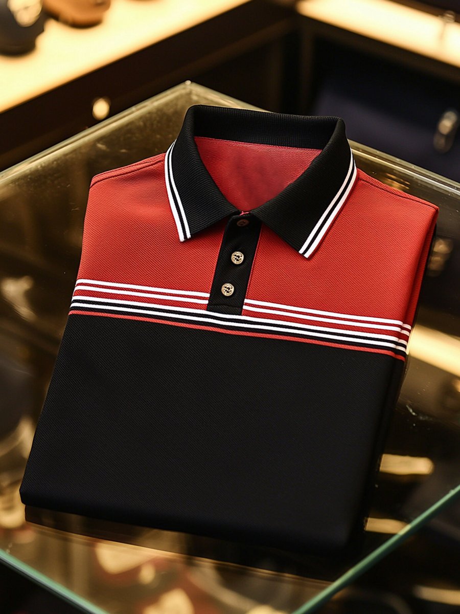 Camisa polo vintage ejecutivo de manga larga para hombre