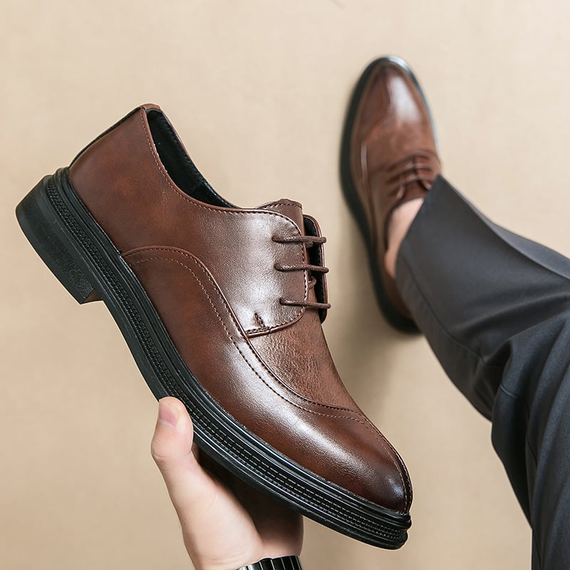Zapatos Mens a cuadros casual de moda Patchpara trabajo Lace-Up cuero